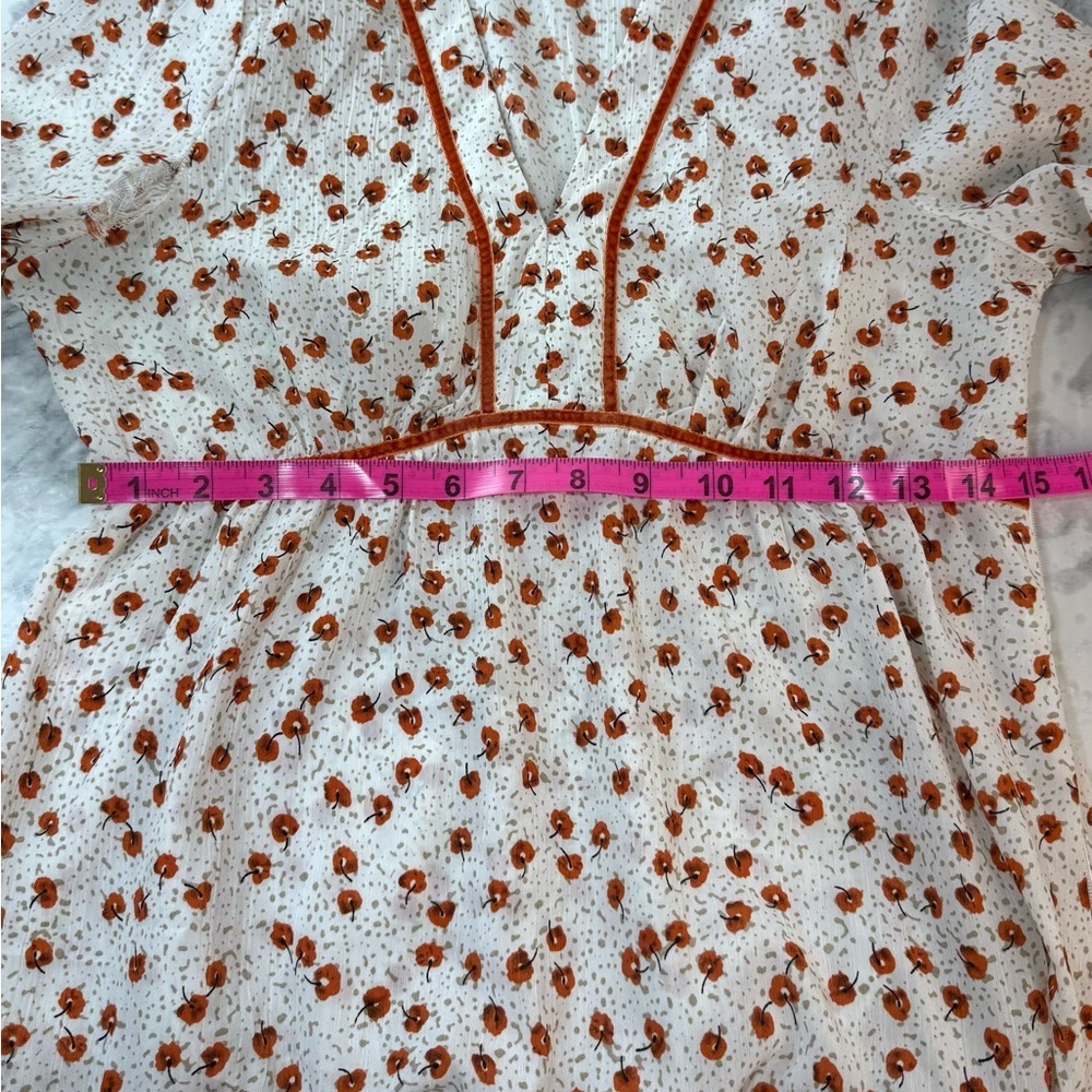 tiered floral fall Maxi Dress velour piping Cottagecore boho hippie prairie - Picture 3 of 7